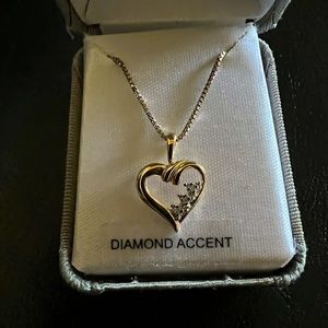 Genuine gold plated diamond accent pendant necklace. Ships Usa only